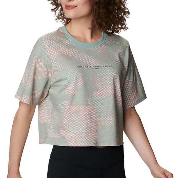 Columbia Park Box Aqua Tone Spotted Camo Boxy T-Shirt Women's Extra Large NWT - Picture 1 of 9
